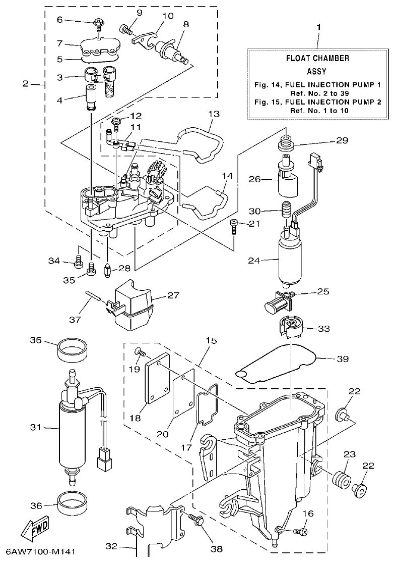 Yamaha F350AET, FL350AET FUEL INJECTION PUMP 1 parts diagram